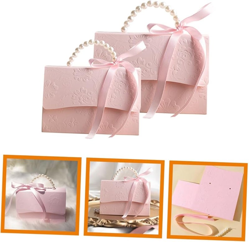 Creative Embossed Flower Wrapping Box with Pearl Chain Pink for Valentine Wedding Birthday Party Decor - Image 4